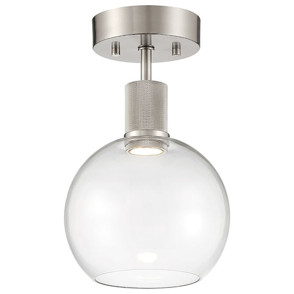 Access Lighting Port Nine Burgundy, Burgundy LED SemiFlush, Brushed Steel Finish, Clear Glass 63148LEDD-BS/CLR - main
